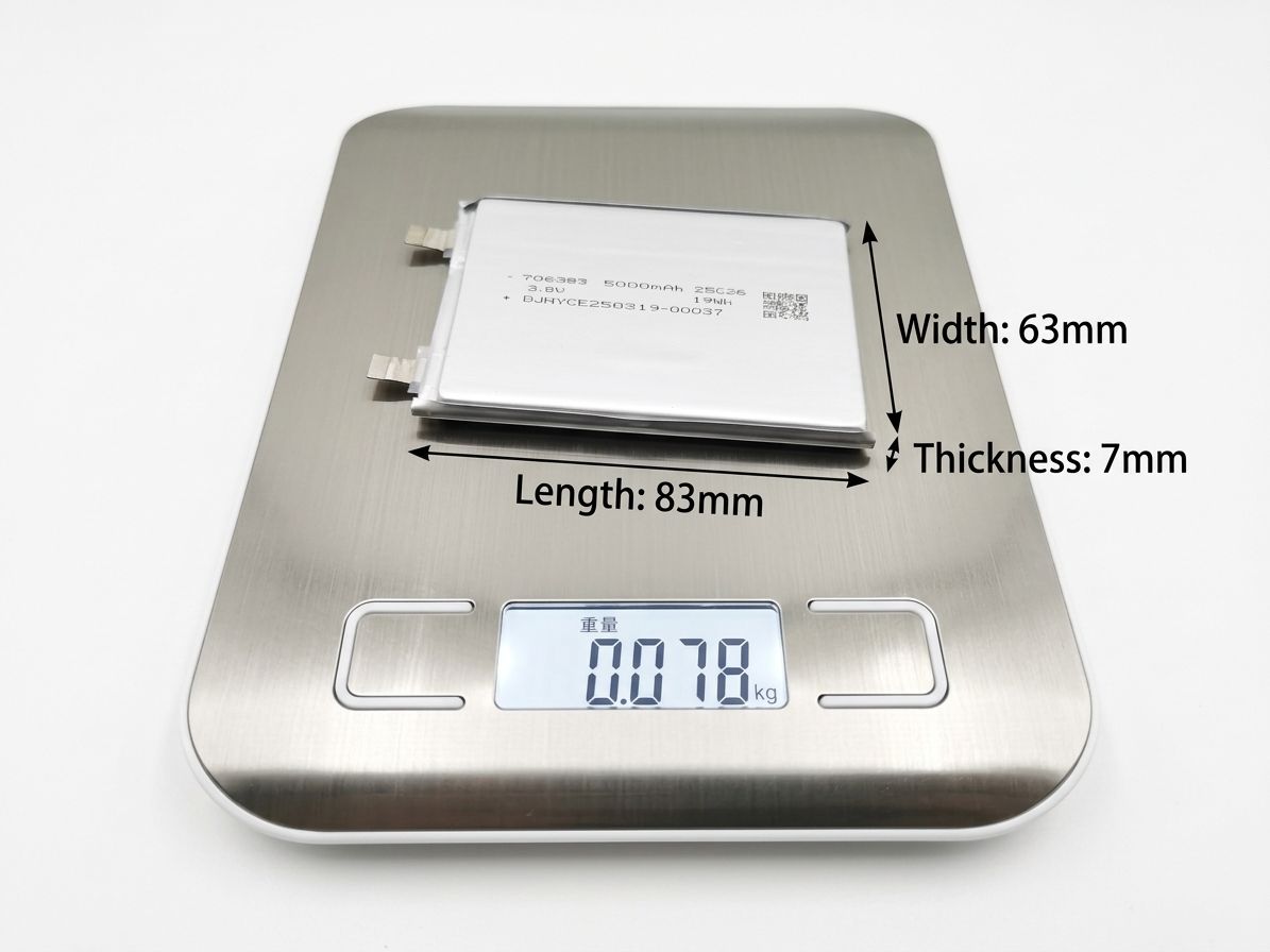 3.8V 5000mAh 706383 Rechargeable Lithium Ion Battery Pack, High Capacity Li-Po Cell for Consumer Electronics