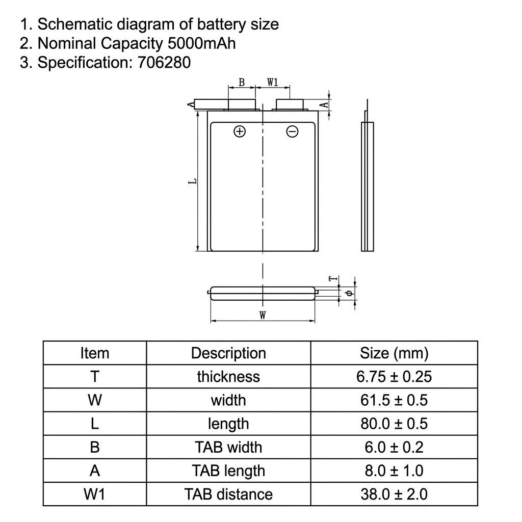 High Capacity 3.8V 5000mAh Lithium Ion Rechargeable Battery Pack 706280 for Portable Electronics