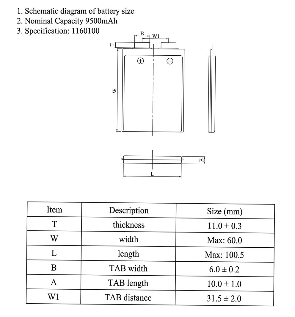DJ 3.6V 9500mAh 1160100 Rechargeable Lithium Ion Battery Pack, 34.2Wh High Capacity Li-ion Cell for Industrial & Consumer Electronics